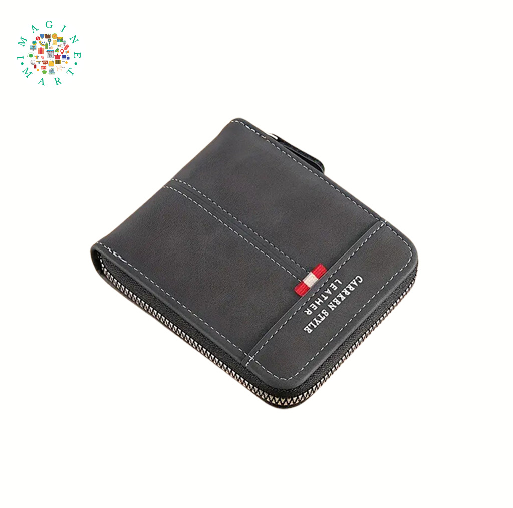 Men's Zipper PU Leather Short Wallet Money Clip Multi-card Card Holder Horizontal Wallet With Coin P...