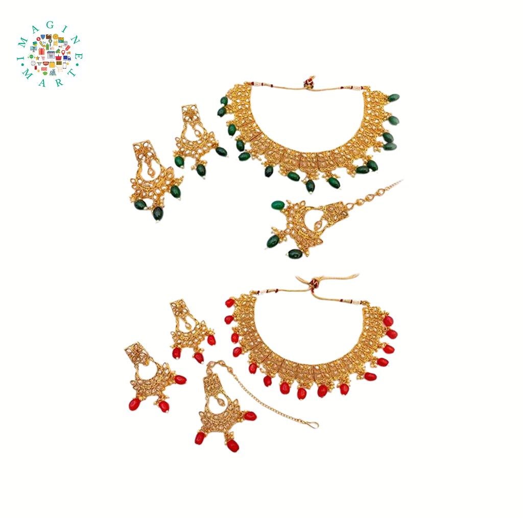 Necklace, Earings, Tikka Artificial Polki Necklace, Tikka Set In 2 Colors, Exclusive Indian Traditio...