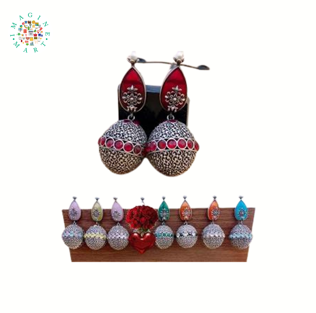 Lightweight Pearl Drop Big Jhumka Earrings: Traditional Indian Meenakari Jewellery.