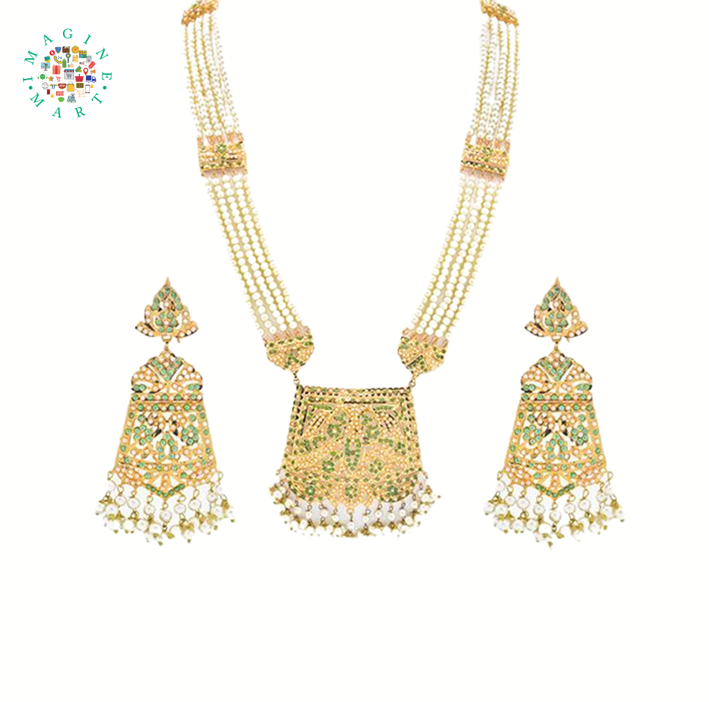 Exquisite Pearl Long Necklace Set: Beautiful Design For Elegant Attire.