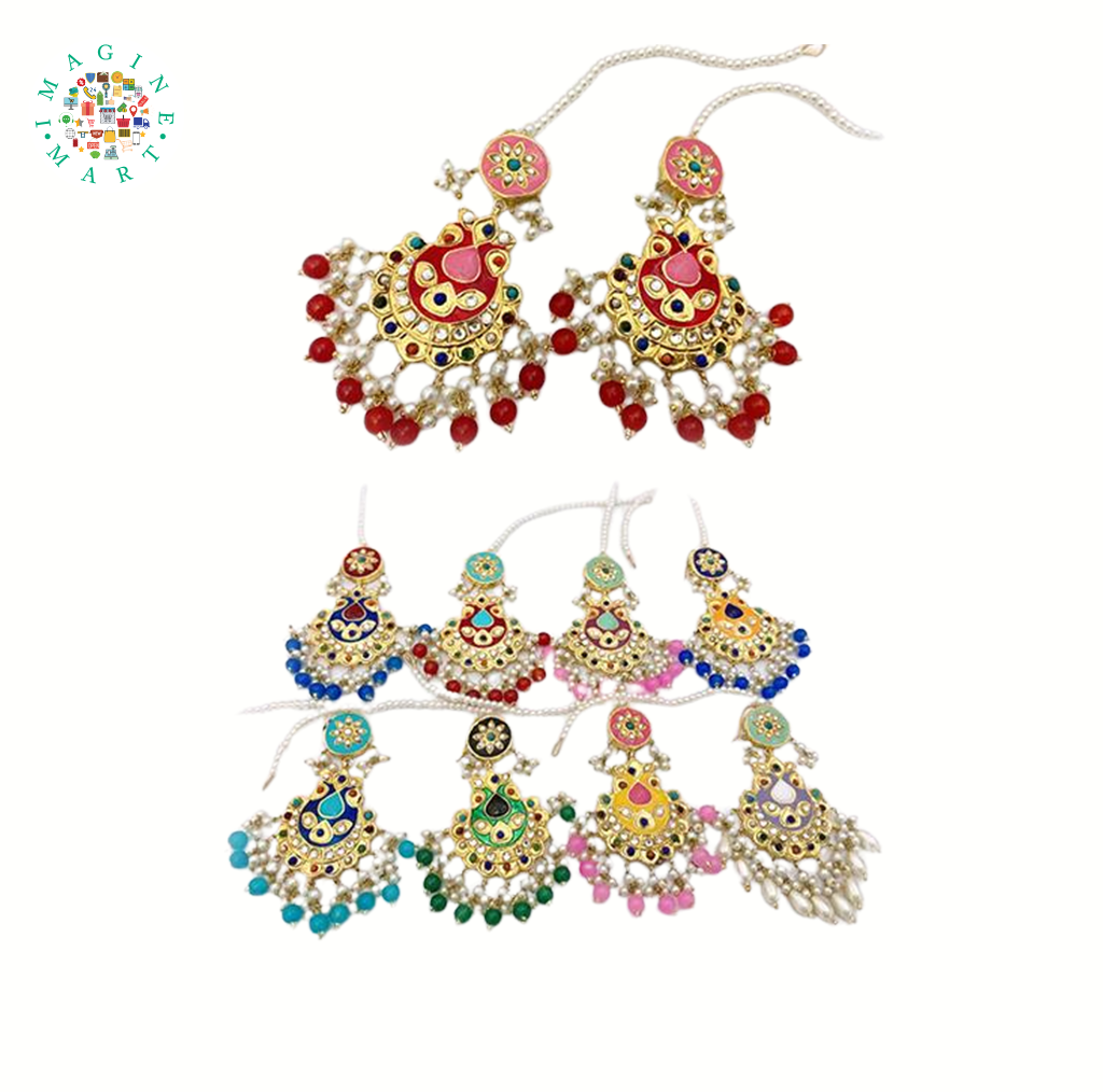 Golden Plated Dangler Earring: Exquisite Chain Drop Design In Multiple Colours.
