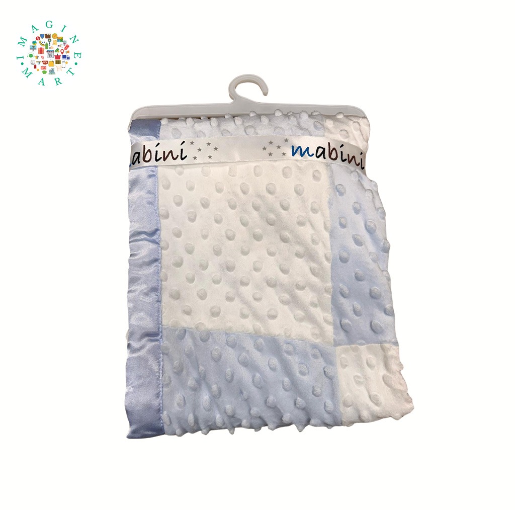 Mabini Super Soft Baby Blanket in Blue and White.