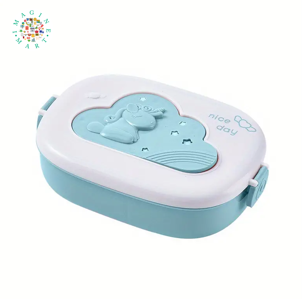 1pc Portable Lunch Box, Microwavable Food Grade Material Bento Lunch Box, Oval Cute Cartoon Plastic Lunch Box, Leakproof Food Container, For Teenagers And Workers At School, Canteen, Back School, For Camping And Picnic, Home Kitchen Supplies