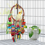 Bird Toys Bird Rope Ring Swing Perch with Corn Cob Cardboard Bagels Wooden Blocks Chewing Toys for Parakeets,Conure,Lovebirds,Finches and Other Small to Medium-Sized Birds 6 0cf7ac71bfcc3770fd4bc311bf1e0fa7 1