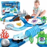 Track Toys Shark Race Car Toy for Boys Girls Age 3+ Bendable Flexible Racetrack Cars Ocean Train Toy STEM Educate Kid Set 1 1c9f145b6de77e200b3ffa1a0fcff080