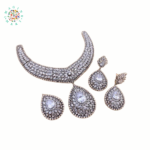 Unique Design Silver Choker Set With Fancy Earrings & Tikka.