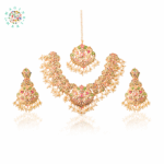 Floral Stone Studded Necklace: Palatial Elegance In Coloured Stones.