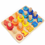 Wooden Numbers Puzzle Board Block Shape Sorter Educational Learning Toddler Kids