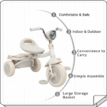 UBRAVOO Baby Foldable Tricycle Trike with Pedals,Unique PU Wheels with Elasticity Shock-Absorbing Effect,Cool Lights,1-5 Years 6 52e711e66038160e55ef7c08a1be3577