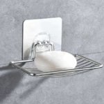 1Pc-Stainless Steel Soap Rack Punch-Free Nail-Free Bathroom Single Layer Drain Wall Hanging Sucker Soap Box Light Luxury Shelf 2 67ae23d68c686173fbd2026f65685b94