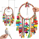 Bird Toys Bird Rope Ring Swing Perch with Corn Cob Cardboard Bagels Wooden Blocks Chewing Toys for Parakeets,Conure,Lovebirds,Finches and Other Small to Medium-Sized Birds 5 76089bc3075f2b5b35178897f572d30d 1