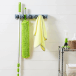 Rectangular Wall Mount Broom Holder and Garden Tool Organizer, 6 Hook and 5 Slot, 43 X 8.5 X 6.2 Cm, Gray 5 a6605d61085d0aaadadd15032d0419d0