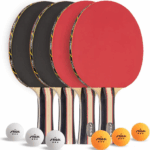 Performance 4 Player Ping Pong Paddle Set of 4 – Table Tennis Rackets, 6 – 3 Star Orange and White Balls 1 a967e2aa73908625cba52cccc1d54854
