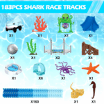 Track Toys Shark Race Car Toy for Boys Girls Age 3+ Bendable Flexible Racetrack Cars Ocean Train Toy STEM Educate Kid Set 3 af339ad878a651c8d6a25bae3344f99d