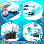Track Toys Shark Race Car Toy for Boys Girls Age 3+ Bendable Flexible Racetrack Cars Ocean Train Toy STEM Educate Kid Set 4 b2f7351d70d067358d327254e6df787a