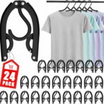 24 Pcs Travel Hangers - Portable Folding Clothes Hangers Travel Accessories Foldable Clothes Drying Rack for Trave (Black)