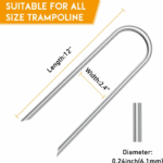Trampoline Stakes U Shaped Anchors Heavy Duty Metal - Long Trampolines Ground Wind Stakes for Soccer Goals, Camping Tents, Garden Decoration (4Pcs) 3 e525c1ff66b13b03968fdf250e082cce